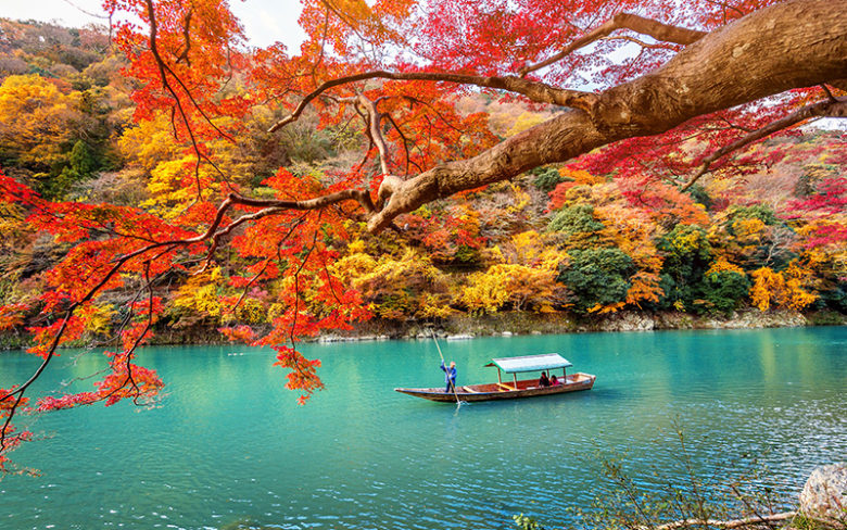 京都は嵐山の屋形船_ウェルコーポレーション休暇告知イメージ